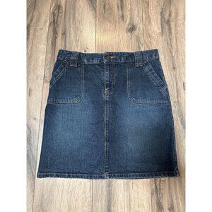 Route 66 Womens Y2K Denim Skirt Dark Wash Utility Pockets Stretch Jean Mini Skir